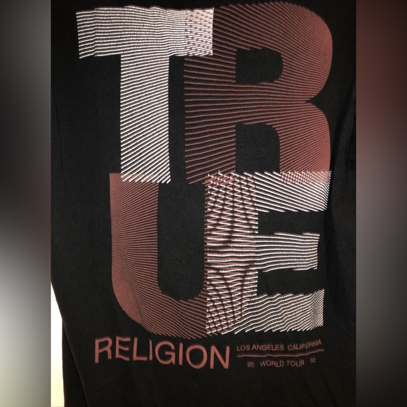 True Religion T Shirt Mens Black  Los Angeles 2002 World Tour Authentic Size XL - Picture 3 of 6